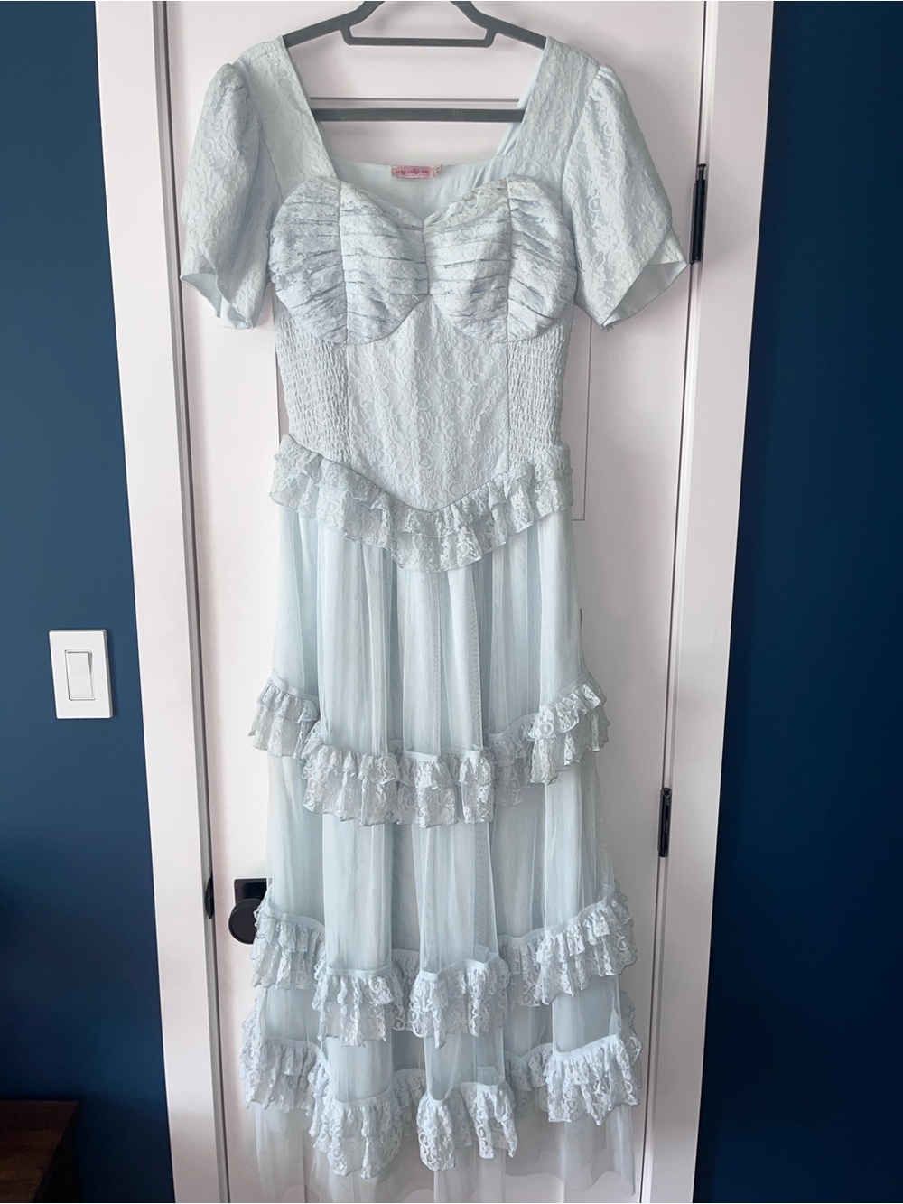 Ivy City Light Blue Ruffle Dress